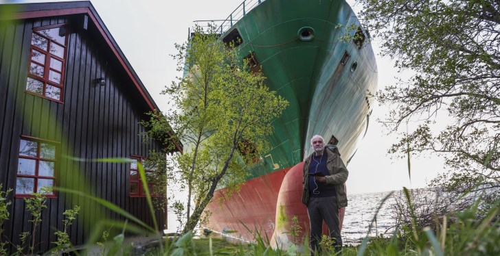 Man Surprised To Find A Cargo Ship Marooned Itself In His Yard