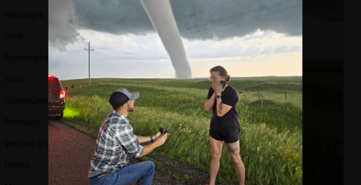 Storm Chasing Couple Get Engaged In Front Of Twister